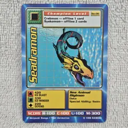 1999 Seadramon Bo-06 Series 1 Booster Digimon Card (5) LP Digi-Battle Bandai TCG - Image 1