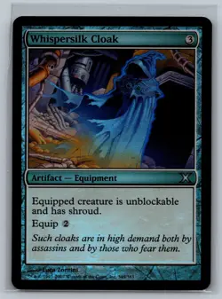 Magic The Gathering 10th Edition Whispersilk Cloak #345/383 Foil MTG TCG Tenth - Image 1
