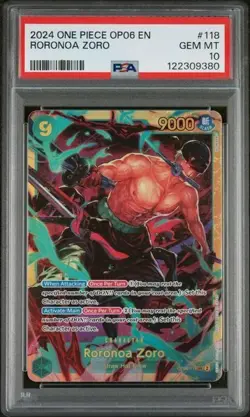 2024 ONE PIECE OP06-WINGS OF THE CAPTAIN #118 RORONOA ZORO PSA 10 GEM MINT - Image 1