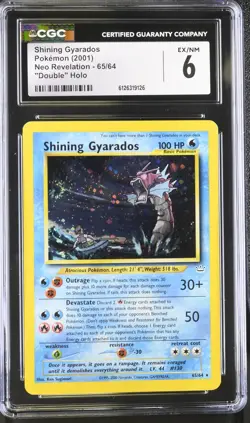 CGC 6 Shining Gyarados 2001 Neo Revelation 65/64 "Double" Holo Pokemon Card - Image 1