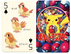 1998 Vintage Pidgeot/Pidgey 5 of Spades Pokemon Televi-kun Poker Playing Card - Image 1