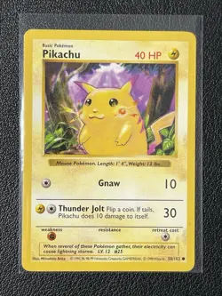 Pikachu (Red Cheeks) 58/102 Base Set (Shadowless) Pokemon Card NM 1999 Vintage - Image 3