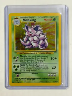 NIDOKING 11/102 HOLO RARE FOIL POKEMON BASE SET UNLIMITED CARD - LP - Image 1