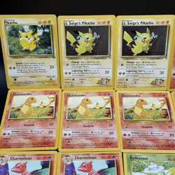 WOTC VINTAGE BASE SET STARTERS POKEMON CARD LOT 🔥 PIKA SQUIRT BULB CHARM - Image 2