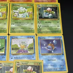 WOTC VINTAGE BASE SET STARTERS POKEMON CARD LOT 🔥 PIKA SQUIRT BULB CHARM - Image 4