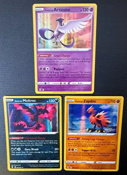 Galarian Moltres - Zapdos - Articuno Evolving Skies Holo Pokemon Cards Bundle - Image 1