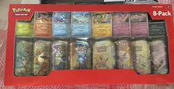 Pokemon TCG Prismatic Evolutions 8 Mini-Tins Promo Cards Costco Pack New Sealed - Image 1