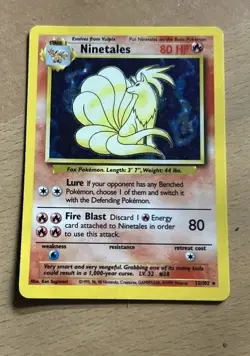 Ninetales Pokemon Card 12/102 Rare Shadowless Holographic Base Set - Image 1