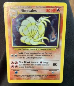 Ninetales Pokemon Card 12/102 Rare Shadowless Holographic Base Set - Image 3