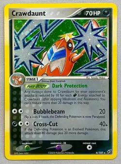 Pokemon Crawdaunt #6/107 Holo Rare - 2005 EX Deoxys - NM to Mint Condition! - Image 1