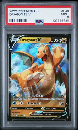 2022 POKEMON GO #049 DRAGONITE V PSA 9 - Image 1