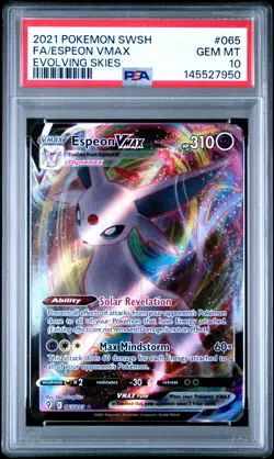 2021 POKEMON SWORD & SHIELD EVOLVING SKIES #065 FULL ART/ESPEON VMAX PSA 10 - Image 1