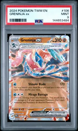 2024 POKEMON TWM EN-TWILIGHT MASQUERADE #106 GRENINJA EX PSA 9 - Image 1