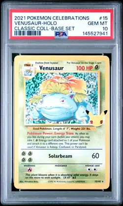 2021 POKEMON CELEBRATIONS CLASSIC COLLECTION #15 VENUSAUR-HOLO PSA 10 - Image 1
