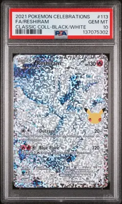 2021 POKEMON CELEBRATIONS CLASSIC COLLECTION #113 FULL ART/RESHIRAM PSA 10 - Image 1