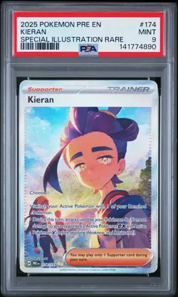 2025 POKEMON PRE EN-PRISMATIC EVOLUTIONS SPECIAL ILLUSTRATION RARE KIERAN PSA 9 - Image 1