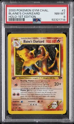2000 POKEMON GYM CHALLENGE HOLO-1ST EDITION #2 BLAINE'S CHARIZARD PSA 8 - Image 1