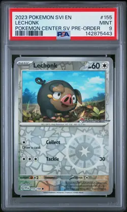 2023 POKEMON SCARLET & VIOLET POKEMON CENTER PRE-ORDER PROMO #155 LECHONK PSA 9 - Image 1