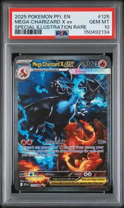 2025 POKEMON PFL SPECIAL ILLUSTRATION RARE #125 MEGA CHARIZARD X EX PSA 10 - Image 1