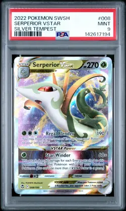2022 POKEMON SWORD & SHIELD SILVER TEMPEST #008 SERPERIOR VSTAR PSA 9 - Image 1