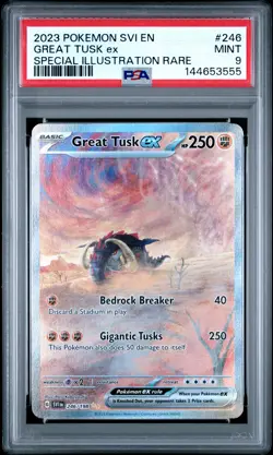2023 POKEMON SCARLET & VIOLET SPECIAL ILLUSTRATION RARE #246 GREAT TUSK EX PSA 9 - Image 1