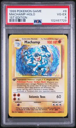 1999 POKEMON BASE SET 1ST EDITION #8 MACHAMP-HOLO PSA 4 - Image 1