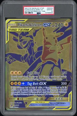 2021 POKEMON SM PROMO JUMBO #SM248 FULL ART/PIKACHU & ZEKROM GX PSA 10 - Image 1