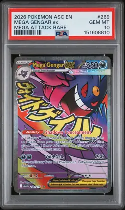 2026 POKEMON ASC EN-ASCENDED HEROES MEGA ATTACK RARE #269 MEGA GENGAR EX PSA 10 - Image 1