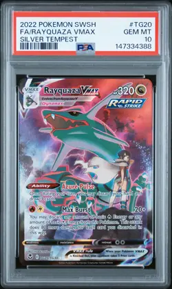 2022 POKEMON SWORD & SHIELD SILVER TEMPEST #TG20 FULL ART/RAYQUAZA VMAX PSA 10 - Image 1