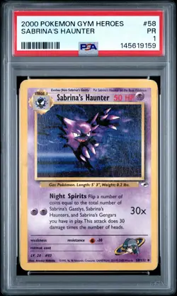 2000 POKEMON GYM HEROES #58 SABRINA'S HAUNTER PSA 1 - Image 1