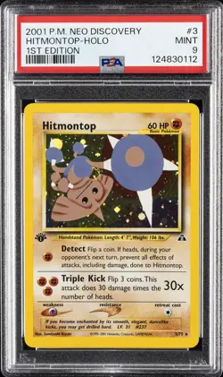 2001 POKEMON NEO DISCOVERY 1ST EDITION #3 HITMONTOP-HOLO PSA 9 - Image 1