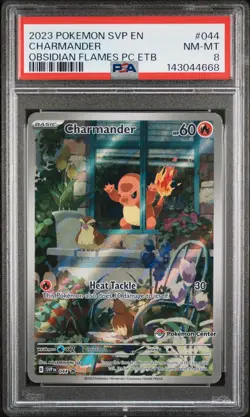 2023 POKEMON OBSIDIAN FLAMES POKEMON CENTER PROMO #044 CHARMANDER PSA 8 - Image 1