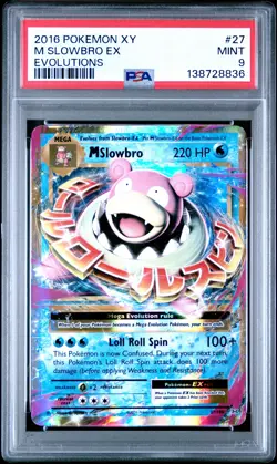 2016 POKEMON XY EVOLUTIONS #27 M SLOWBRO EX PSA 9 - Image 1