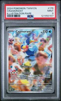 2024 POKEMON TWM EN-TWILIGHT MASQUERADE ILLUSTRATION RARE #176 CRAMORANT PSA 9 - Image 1