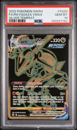 2022 POKEMON SWORD & SHIELD SILVER TEMPEST #TG29 FULL ART/RAYQUAZA VMAX PSA 10 - Image 1