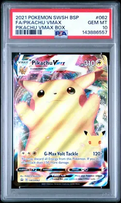 2021 POKEMON SWSH BLACK STAR PROMO PIKACHU VMAX BOX FULL ART/PIKACHU VMAX PSA 10 - Image 1