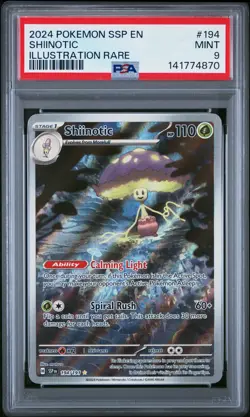 2024 POKEMON SSP EN-SURGING SPARKS ILLUSTRATION RARE #194 SHIINOTIC PSA 9 - Image 1