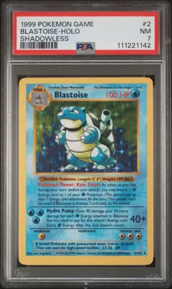 1999 POKEMON BASE SET SHADOWLESS #2 BLASTOISE-HOLO PSA 7 - Image 1