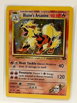 Vintage 2000 Pokemon TCG Gym Challenge BLAINE'S ARCANINE HOLO Rare 1/132 NM-LP - Image 1
