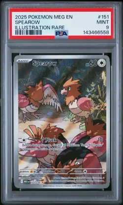 2025 Pokemon Meg EN-Mega Evolution Spearow Illustration Rare PSA 9 #151 - Image 1