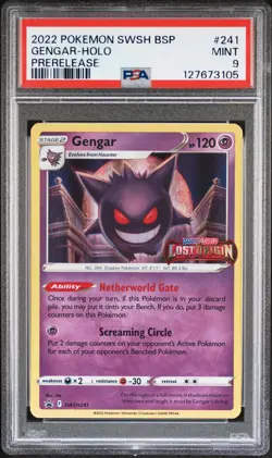2022 POKEMON SWSH BLACK STAR PROMO PRERELEASE #241 GENGAR-HOLO PSA 9 - Image 1