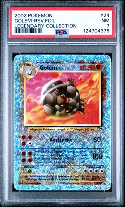 2002 POKEMON LEGENDARY COLLECTION #24 GOLEM-REVERSE FOIL PSA 7 - Image 1
