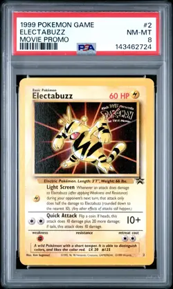 1999 POKEMON GAME MOVIE PROMO #2 ELECTABUZZ PSA 8 - Image 1