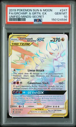 2019 Pokemon S&M Unified Minds Garchomp & Giratina GX #247 | Tag Team | PSA 10 - Image 1