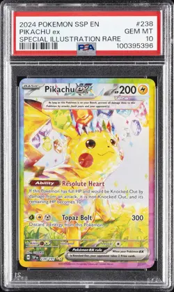 2024 POKEMON SSP EN-SURGING SPARKS SPECIAL ILLUSTRATION RARE PIKACHU EX PSA 10 - Image 1