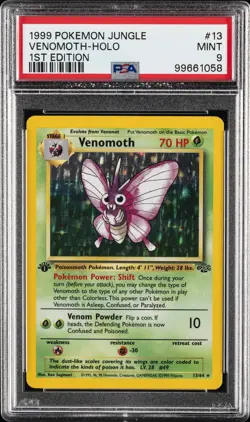 1999 POKEMON JUNGLE 1ST EDITION #13 VENOMOTH-HOLO PSA 9 - Image 1