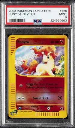 2002 POKEMON EXPEDITION #126 PONYTA-REVERSE FOIL PSA 9 - Image 1
