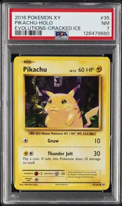 2016 POKEMON XY EVOLUTIONS CRACKED ICE #35 PIKACHU-HOLO PSA 7 - Image 1