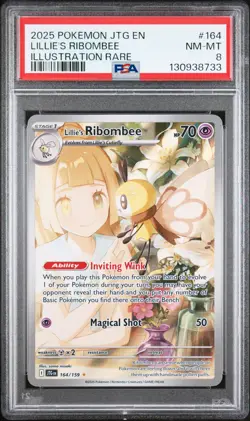 2025 POKEMON JTG EN-JOURNEY TOGETHER ILLUSTRATION RARE LILLIE'S RIBOMBEE PSA 8 - Image 1