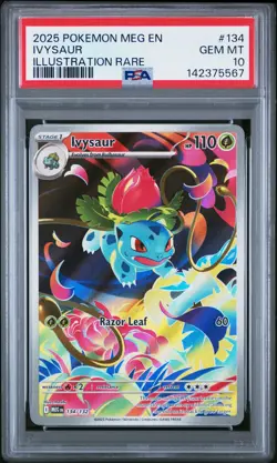 2025 POKEMON MEG EN-MEGA EVOLUTION ILLUSTRATION RARE #134 IVYSAUR PSA 10 - Image 1